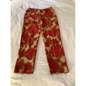 Sigrid Olsen Sport Women's Pink/Beige Floral Pattern‎ Ankle Pant Slacks SZ 6